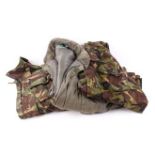 Two military camo jackets (M & L), and a green shooting gilet,