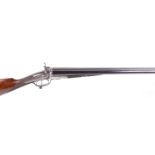 (S2) 12 bore double hammer gun by Adkin, 30 ins discretely sleeved barrels, ¼ & ¾,