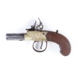 (S58) Parts only - Flintlock brass boxlock pocket pistol with turn off barrel,