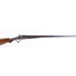 (S2) 10 bore double hammer gun by Walsh Lovett & Co., 31¾ ins barrels inscribed WALSH LOVETT & CO.