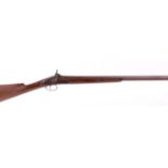 (S58) 15 bore percussion single sporting gun, 30½ ins barrel, engraved lock with relief cut hammer,