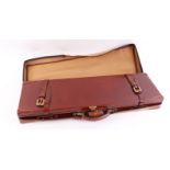 A fine bespoke leather motor case with leather corners and brass fittings,
