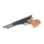 .177 Feinwerkbau break barrel target air pistol, with barrel weights, keys, sculpted wood grips, no.