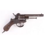 (S58) 9mm Belgian pinfire double action revolver, 4½ ins octagonal sighted barrel,