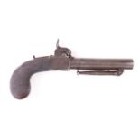 (S58) Cased 40 bore Percussion pocket pistol with 3¼ ins round turn off barrel,