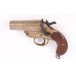 (S2) 4 bore (1 ins) flare pistol by Webley & Scott, brass barrel and frame,