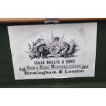 Canvas and leather gun case, Isaac Hollis & Sons trade label, green baize lined fitted interior,