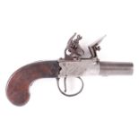 (S58) 50 bore Flintlock pocket pistol by Nock, 1¾ ins round turn off barrel,