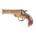 (S1) 1 ins flare pistol by Webley & Scott, with swamped muzzle and brass frame, wood grips,
