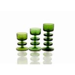 Ronald Stennett Wilson for Kings Lynn (Wedgwood) Glass, a trio of RSW13 'Sheringham' candleholders