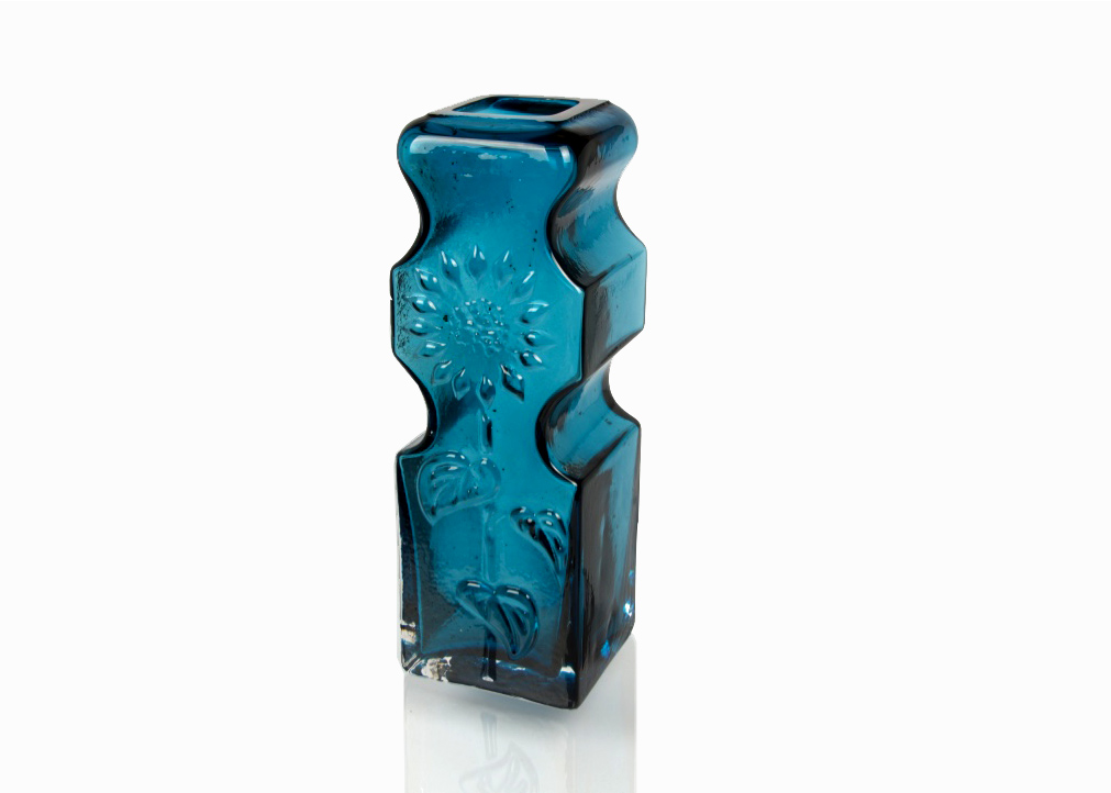 Frank Thrower for Dartington Glass, pattern FT35, a moulded 'Marguerite' style floor vase of squared