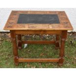 An inlaid 19th Century continental table with slate top, 90.5 cm wide x 63 cm deep x 74 cm high