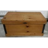 A 19th Century pine twin-handled blanket box, 76 cm wide x 40 cm deep x 38 cm high