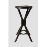 A 1950s industrial steel stool by J. B. Brooks Birmingham, wooden seat, four splayed united