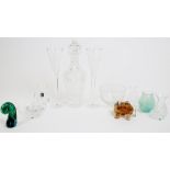 A selection of 20th century glassware, including a Waterford Crystal decanter and pair of flutes,