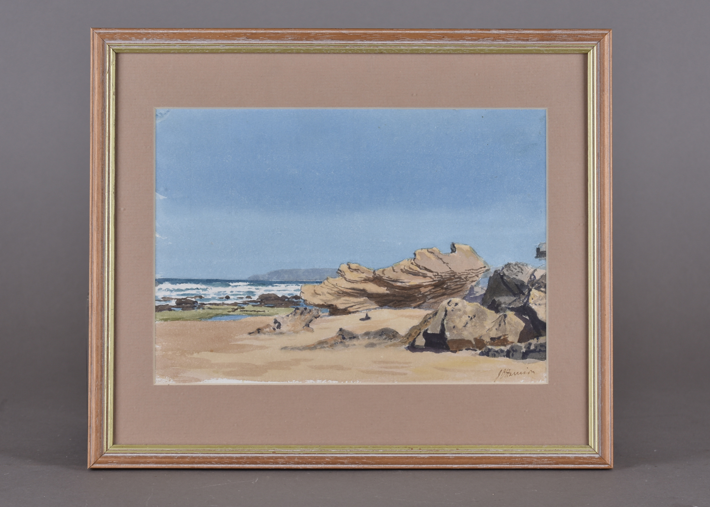 •John Cyril Harrison (1898-1985) pencil and watercolour on paper, 'Coastal Landscape', 17.2 cm x - Image 2 of 2