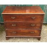 A 19th Century mahogany chest-of-drawers, three graduated long drawers, bracket feet, 107 cm wide