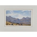 •John Cyril Harrison (1898-1985) pencil and watercolour on paper, 'Mountain Landscape', 12.7 cm x