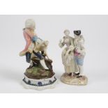 An 18th Century German Meissen figurine, modelled as a lady and gentleman socialising, marked on