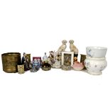 A miscellaneous lot, including an Indian papier mache trinket box, a continental framed enamel on