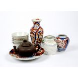 A group of Oriental ceramics, including a Cantonese famille verte ginger jar decorated with figure