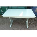 A painted cottage dining table, mint green, 128 cm wide x 77 cm deep x 77 cm high