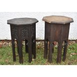 Two North African octagonal occasional tables, each 45 cm diameter x 64 cm high (2)