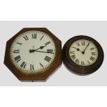 A George VI GPO wall clock, slave movement, circular dial, Roman numerals, 28.5 cm diameter.