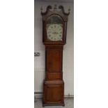 A 19th Century oak mahogany and inlaid longcase clock by Bell of Uttoxeter, eight day movement,