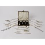 A selection of silver and silver plate cutlery, including a set of tea spoons, Birmingham 1926, in