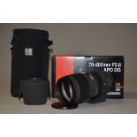 A Sigma EX 70-200mm f/2.8 APO DG HSM Lens, serial no 6001977, for Nikon AF D mount, barrel VG,