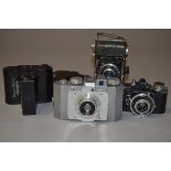 A Group of Unusual Film Cameras, an Ensign Cupid camera (missing rear sight), a Photavit Standard