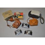 A Minolta-16 Sub-miniature Camera, serial no 542036, with case, together with a Toyoca 16 camera