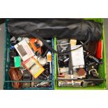 Two Trays of Sundry Photographic Parts and Accessories including Wallace Heaton blue books, a set of