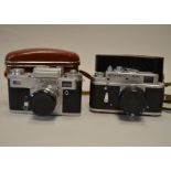 Two Russian Rangefinder Cameras, a Kiev 4A Type 2, serial no 7513754, shutter firing, meter responds