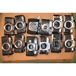 A Tray of 35mm Camera Bodies, including Calypso/Nikkor II, Centon, Chinon, Konica, Konica,