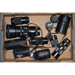 A Group of Zoom and Prime Lenses, manufacturers including Hoya, Pentacon, Sakar, Samyang, Sirius,