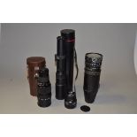 A Group of Telephoto Lenses, incl: an Asahi Pentax Takumar 300mm f/4 lens, M42 mount, barrel VG,