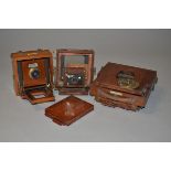 Three Lancaster Mahogany Plate Cameras, a Le Merveilleux camera, a Le Meritoire camera in pieces and
