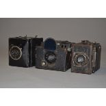 Two Reflex Cameras, a Mentor Compur Reflex Model 310 Plate camera, plate holder back missing and