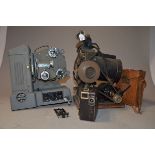 A Heurtier Tri Gauge 16, 9.5, 8mm Cine Projector, including extra film gates and spindles, a