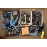 A Box of Photographic Components and Spares, including a Rolleikin back, a Kodak Tank B, Paterson, a