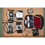 A Group of German SLR Cameras, including Ihagee Exakta (serial no 494201), Exakta RTL1000, Exa II,