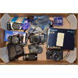 A Group of SLR and Compact Cameras, including Panasonic Lumix DMC-FZ5 boxed, Canon EOS 300 body,