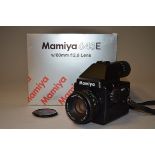 A Mamiya 645E Roll Film SLR Camera, with a Mamiya-Sekor N 80mm f2.8 lens, shutter working, body E,