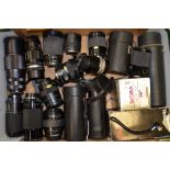 A Tray of Zoom and Prime Lenses, including Carl Zeiss Jena, Galaxy, Hanimex, Minolta, Ozeck, Pentax,
