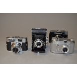 A Group of European Viewfinder Cameras, an Ensign Selfix 16-20 roll film folding camera, a Finetta