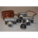Three Carl Zeiss Jena Werra 35mm Cameras, a Werra 1c, missing lens cover, shutter working, a Werra