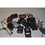 A Collection of Lightmeters, including Minolta Spotmeter M, SEI Exposure Photometer, Sekonic