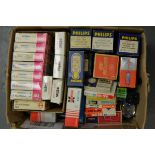 A Box of Projector Lamps and Flash Bulbs, mainly boxed, various lamp types, flashcubes, magicubes,